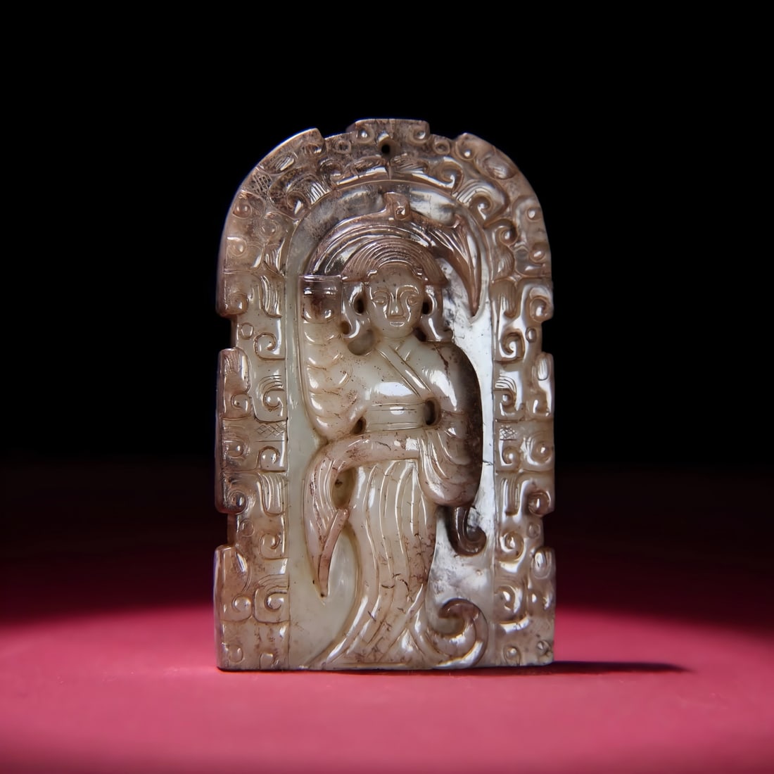 A Han Dynasty white jade dancer card: Han Dynasty white jade dancer card SIZE: 85x53x15mm W:127g (The Dimensions Of All Batches Are Manually Measured.If You Need More Detailed Information, Please Contact Our Customer Service Before Biddin