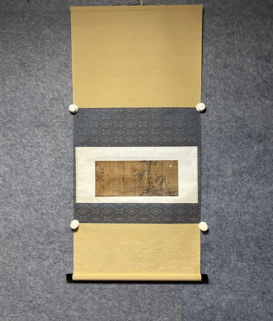 A landscape painting of the Ming Dynasty by Wen Zheng: Wen Zheng's landscape painting in the Ming Dynasty SIZE: Painting core15x35cm (The Dimensions Of All Batches Are Manually Measured.If You Need More Detailed Information, Please Contact Our Customer Se