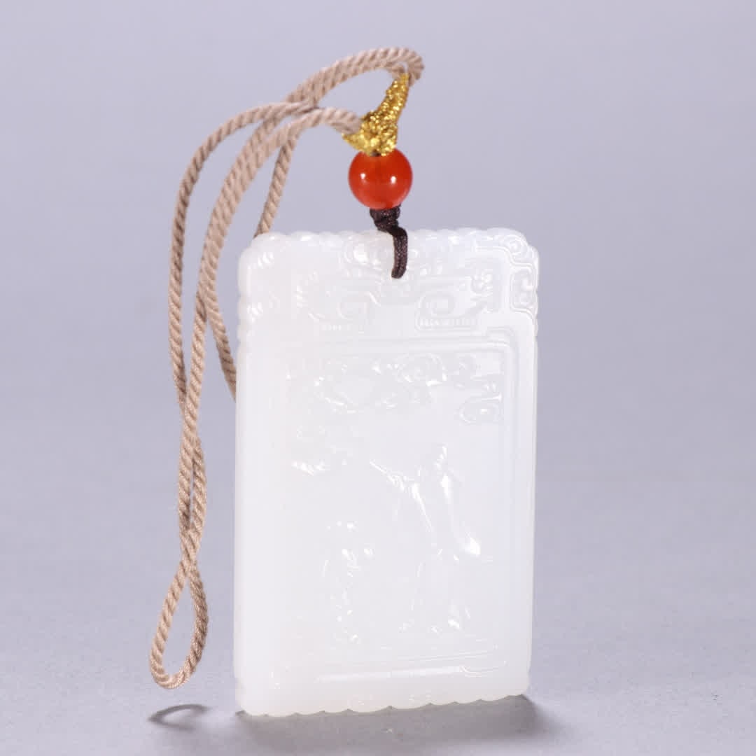 A Qing Dynasty Hetian jade character story is listed: Qing Dynasty Hetian jade character story listed SIZE: H:6.1cm W:3.9cm W:39.4g (The Dimensions Of All Batches Are Manually Measured.If You Need More Detailed Information, Please Contact Our Customer Se
