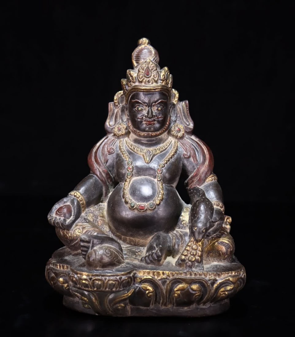 A Qing Dynasty black stone painted engraving gilded yellow god of wealth: Qing Dynasty black stone painted engraved gilded god of wealth SIZE: 18x14cm (The Dimensions Of All Batches Are Manually Measured.If You Need More Detailed Information, Please Contact Our Customer Ser