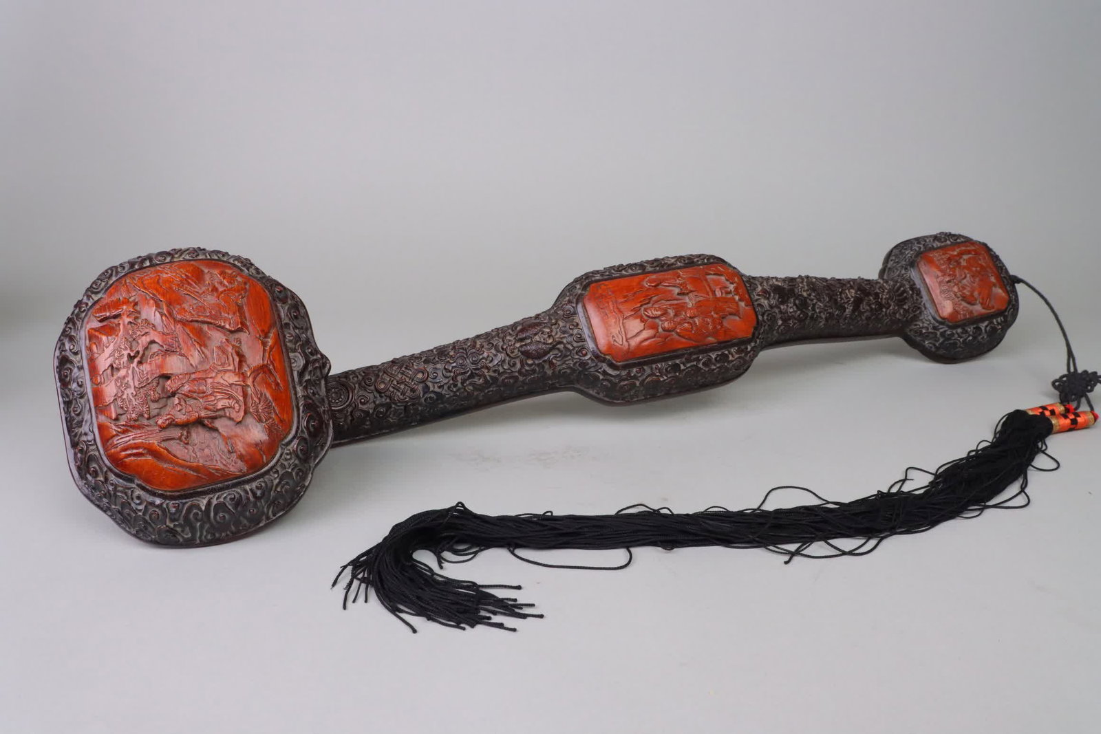 A rosewood inlaid bamboo carved landscape character pattern (1 of 9)