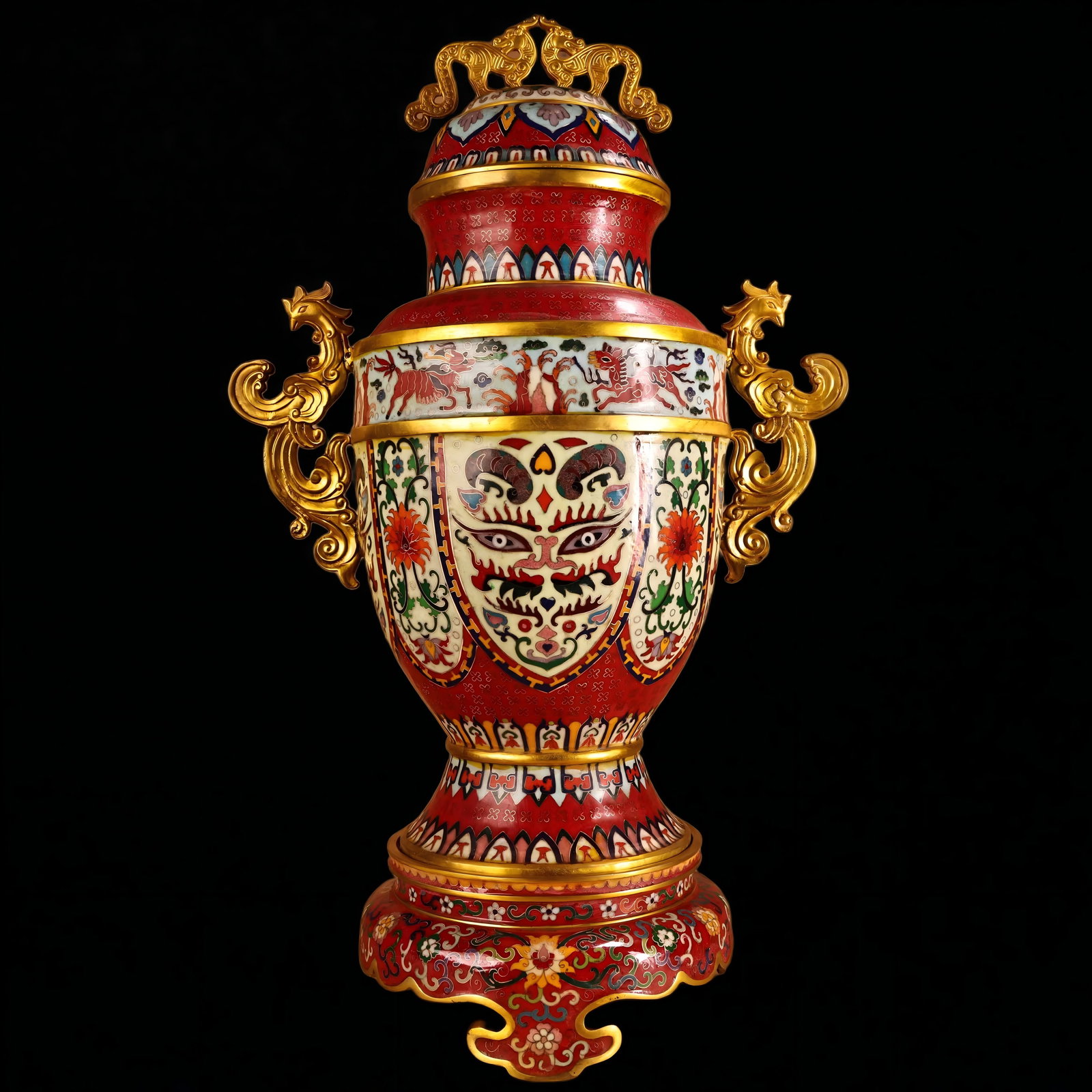 A Qing Dynasty copper tire cloisonneenamel vase: Qing Dynasty copper tire cloisonneenamel vase SIZE: W:14kg H:70cm W:40cm (The Dimensions Of All Batches Are Manually Measured.If You Need More Detailed Information, Please Contact Our Customer Service