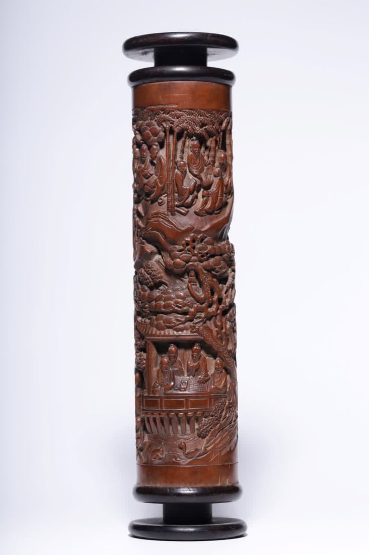 A Qing Dynasty boxwood incense mountain nine old incense tubes (1 of 9)