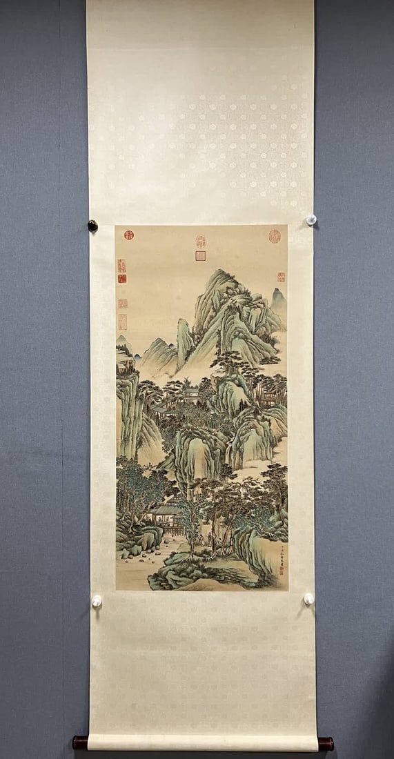 A landscape painting by Aisin Jueluo Yongrong: Aisin Jueluo Yongrong's landscape paintings SIZE: Painting core52x109cm (The Dimensions Of All Batches Are Manually Measured.If You Need More Detailed Information, Please Contact Our Customer Service 