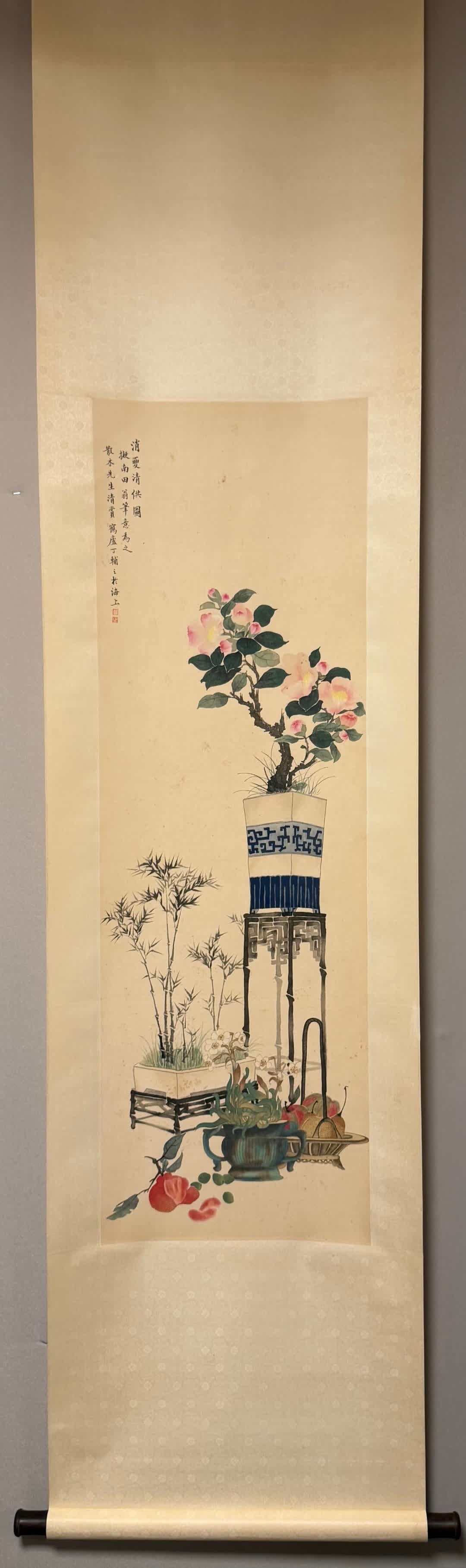 A picture of Ding Fuzhi's flowers: Ding Fuzhi's flower picture SIZE: Painting core130x38cm (The Dimensions Of All Batches Are Manually Measured.If You Need More Detailed Information, Please Contact Our Customer Service Before Bidding.)