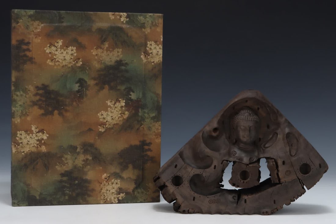 A piece of agarwood inverted incense Buddha head (1 of 9)
