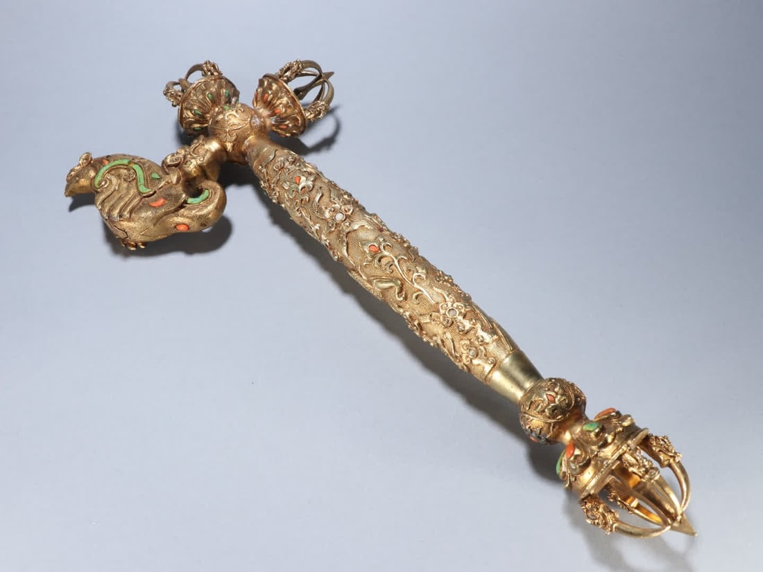 A Qing Dynasty copper-gilt diamond axe (1 of 9)