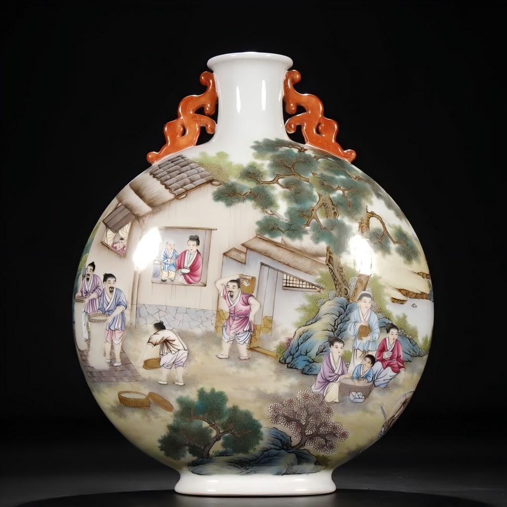 A picture of the harvest of Qianlong flat bottles in the Qing Dynasty (1 of 9)