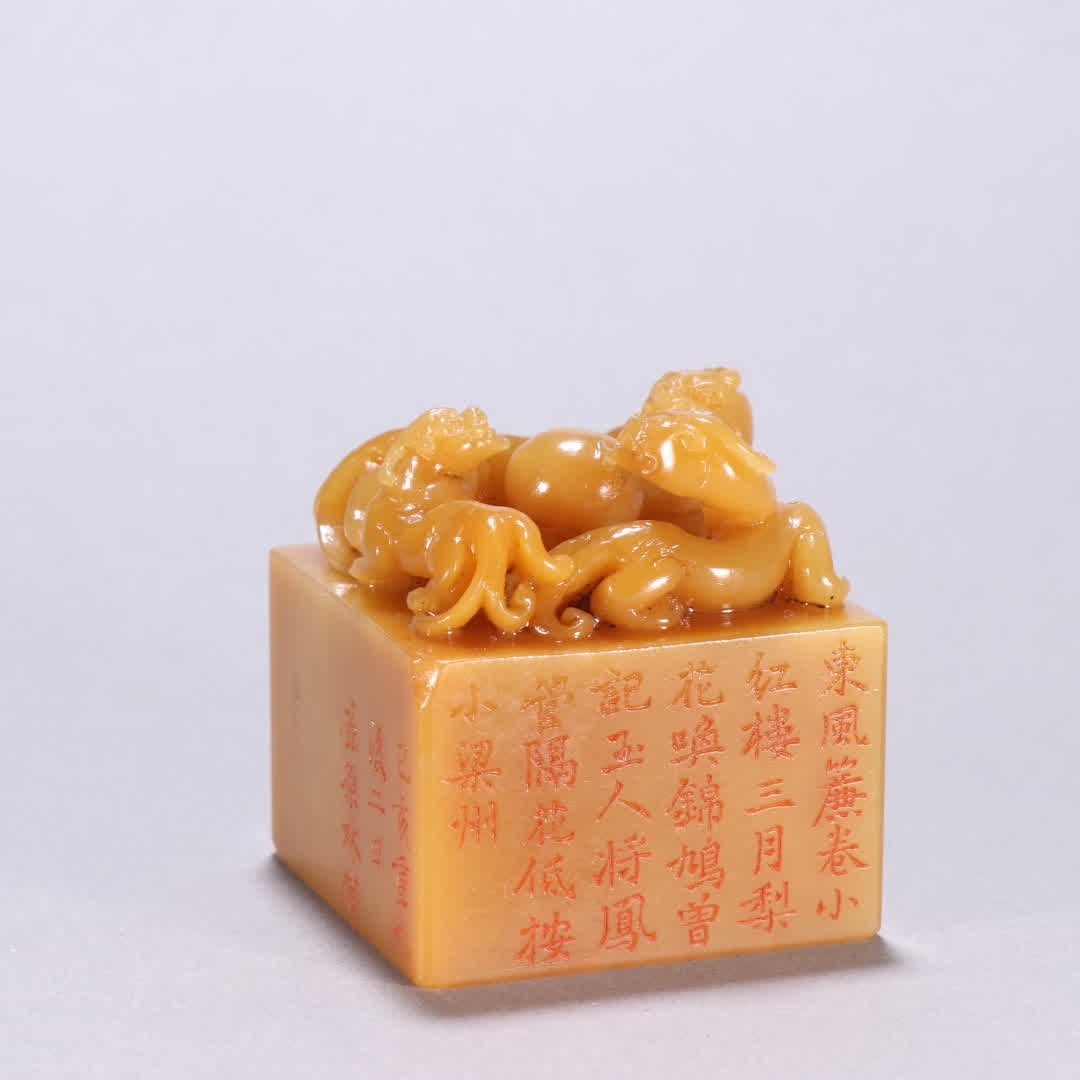 A Qing Dynasty Tian Huang Shizi Mother Beast Button Seal (1 of 9)
