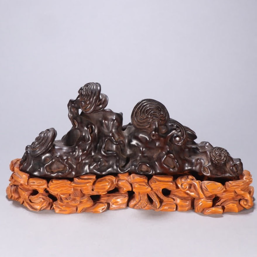A Qing Dynasty rosewood ornament: Qing Dynasty rosewood ganoderma ornament SIZE: H:11cm W:21cm W:397.1g (The Dimensions Of All Batches Are Manually Measured.If You Need More Detailed Information, Please Contact Our Customer Service Be