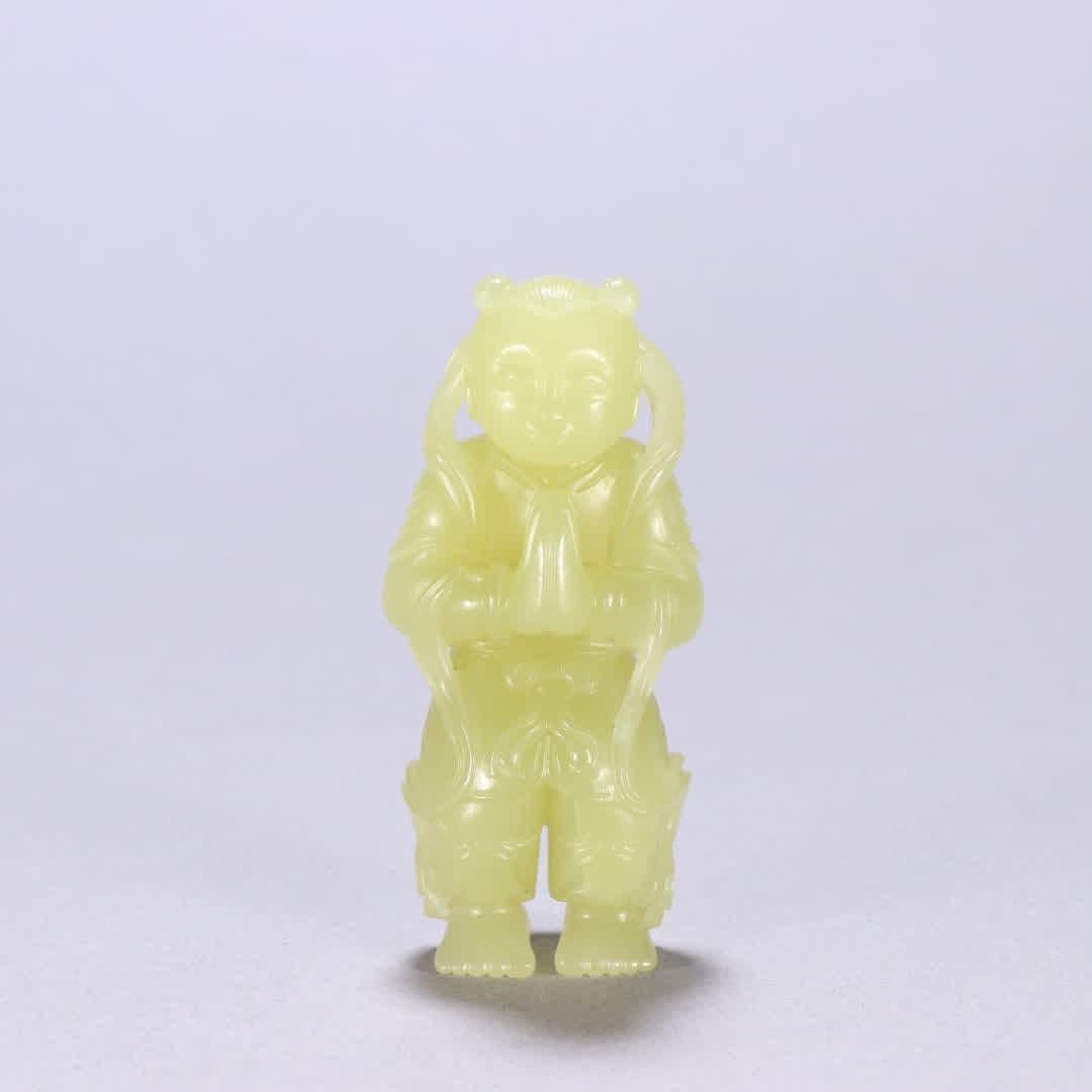A Qing Dynasty Hetian topaz boy carving: Qing Dynasty Hetian topaz boy carving SIZE: H:7.1cm W:3.3cm W:71.4g (The Dimensions Of All Batches Are Manually Measured.If You Need More Detailed Information, Please Contact Our Customer Service