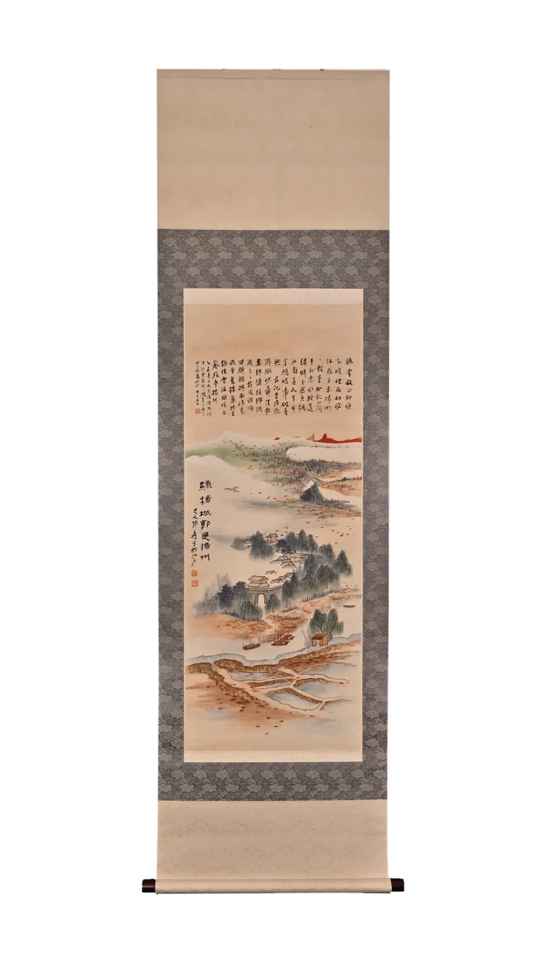 A picture of Zhang Daqian's victory in Weiyang: Zhang Daqian's Weiyang scenery SIZE: Painting coreH:101cm W:40cm (The Dimensions Of All Batches Are Manually Measured.If You Need More Detailed Information, Please Contact Our Customer Service Before 