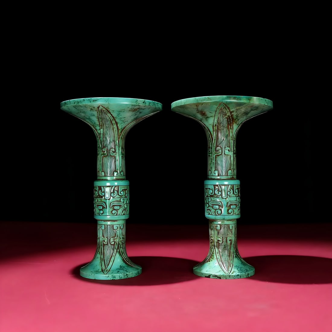 A pair of Han Dynasty turquoise flower cups (1 of 9)