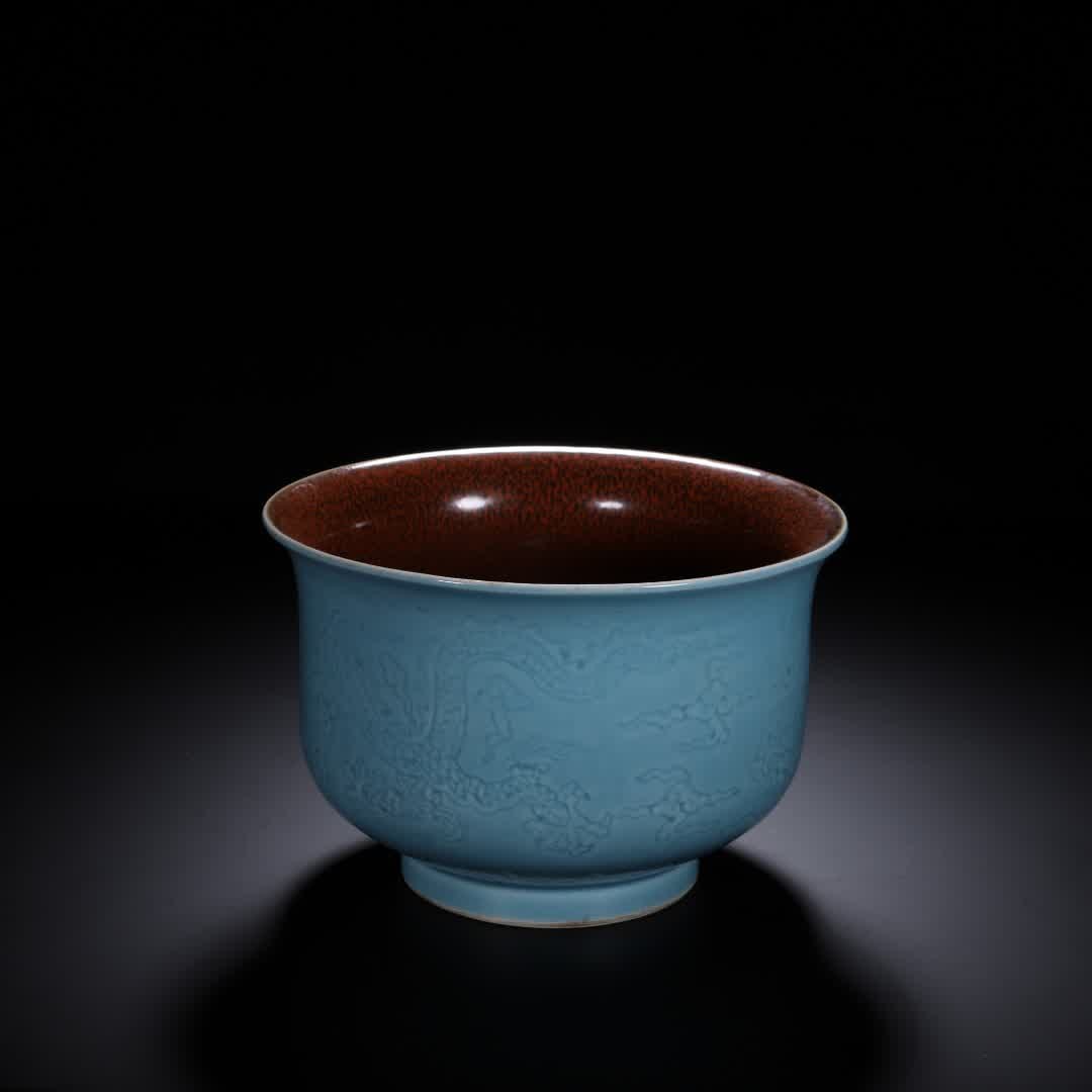 A Qing Dynasty celadon dark carved dragon pattern bowl: Qing Dynasty celadon dark carved dragon pattern bowl SIZE: D:16cm H:11cm W:650g (The Dimensions Of All Batches Are Manually Measured.If You Need More Detailed Information, Please Contact Our Customer 