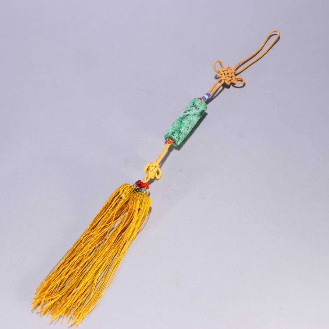 A piece of Qing Dynasty jade tuanshou pattern: Qing Dynasty jade tuan longevity pattern SIZE: L:48cm W:1.6cm W:32g (The Dimensions Of All Batches Are Manually Measured.If You Need More Detailed Information, Please Contact Our Customer Service