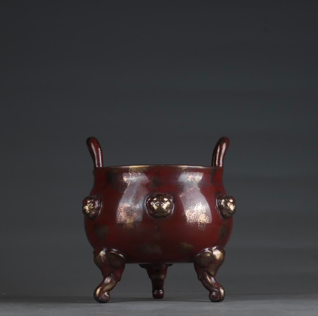 A Qing Dynasty Qianlong bronze colored gold incense burner (1 of 9)