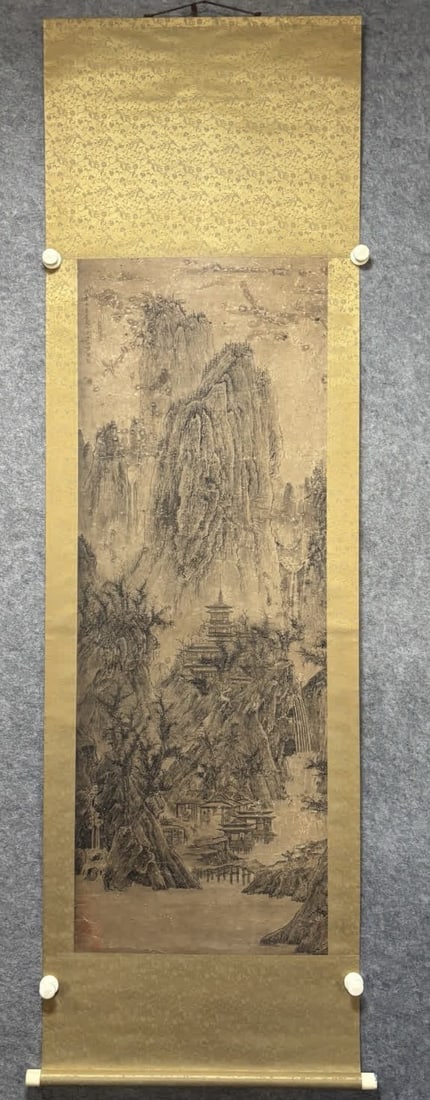 A landscape painting by Xu Daoning: Xu Daoning's landscape paintings SIZE: Painting core125x47cm (The Dimensions Of All Batches Are Manually Measured.If You Need More Detailed Information, Please Contact Our Customer Service Before Bidd