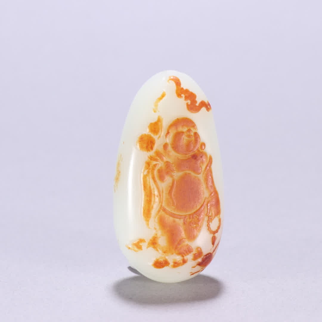 A Qing Dynasty Hetian jade seed material Maitreya pendant: Qing Dynasty Hetian jade seed material Maitreya pendant SIZE: H:5.9cm W:3.1cm W:73.3g (The Dimensions Of All Batches Are Manually Measured.If You Need More Detailed Information, Please Contact Our Cus