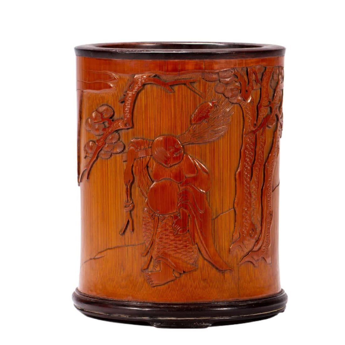 A Qing Dynasty bamboo carved figure pen holder (1 of 8)
