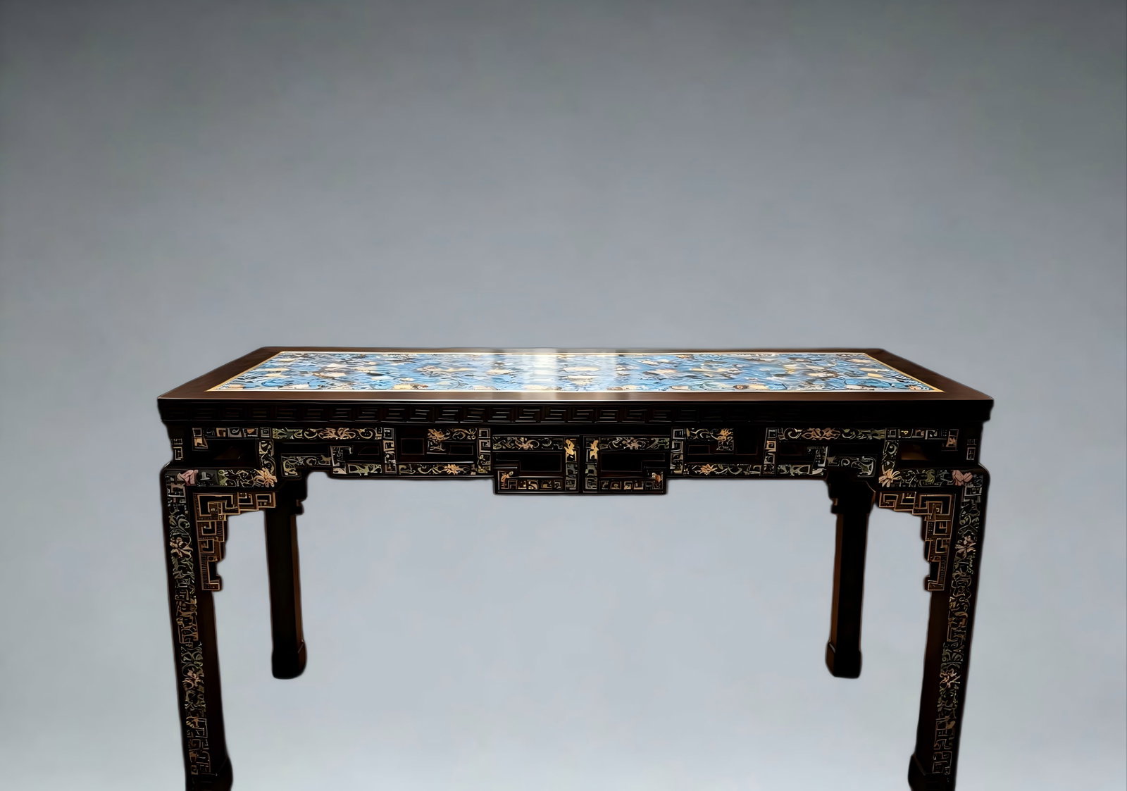A rosewood cloisonnedesk: Rosewood cloisonnedesk SIZE: 145x85x65cm (The Dimensions Of All Batches Are Manually Measured.If You Need More Detailed Information, Please Contact Our Customer Service Before Bidding.)
