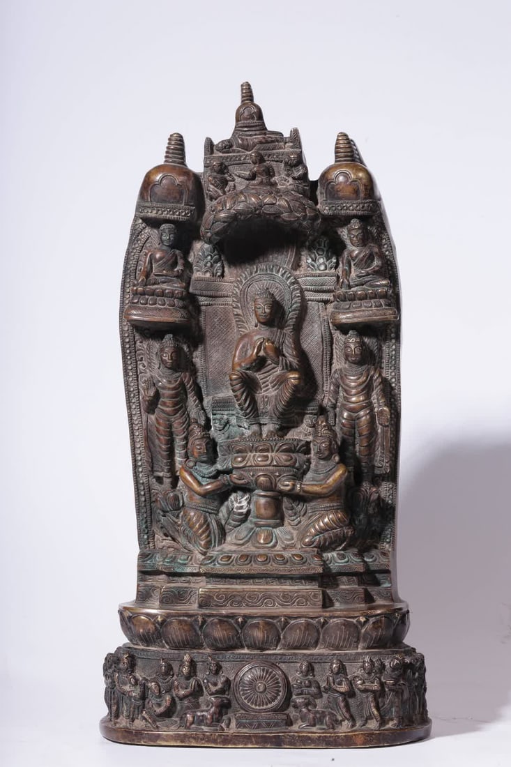 A Qing Dynasty alloy copper future Buddha shrine (1 of 9)