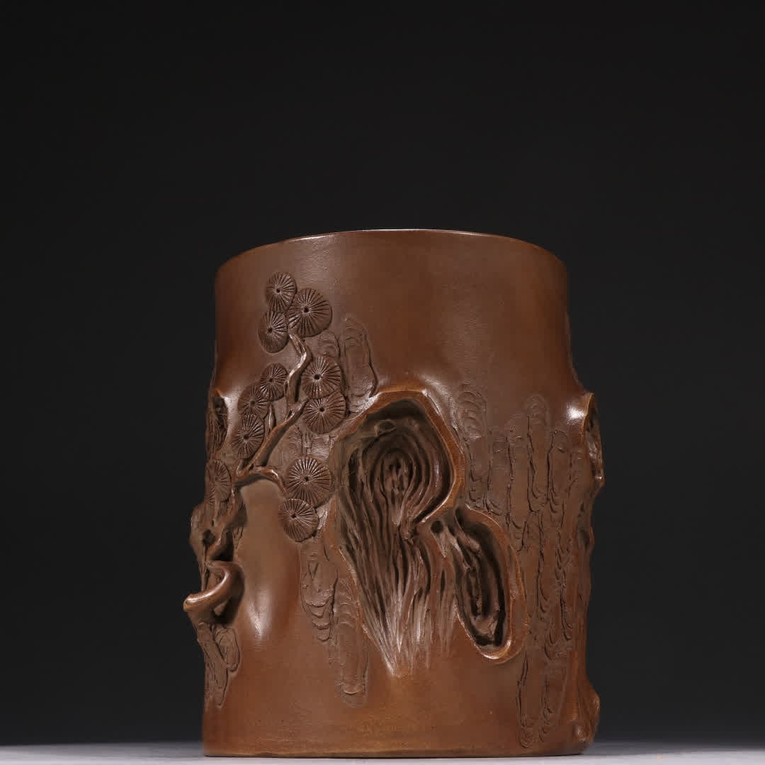 A Chen Mingyuan purple sand pine stump-shaped teapot (1 of 9)