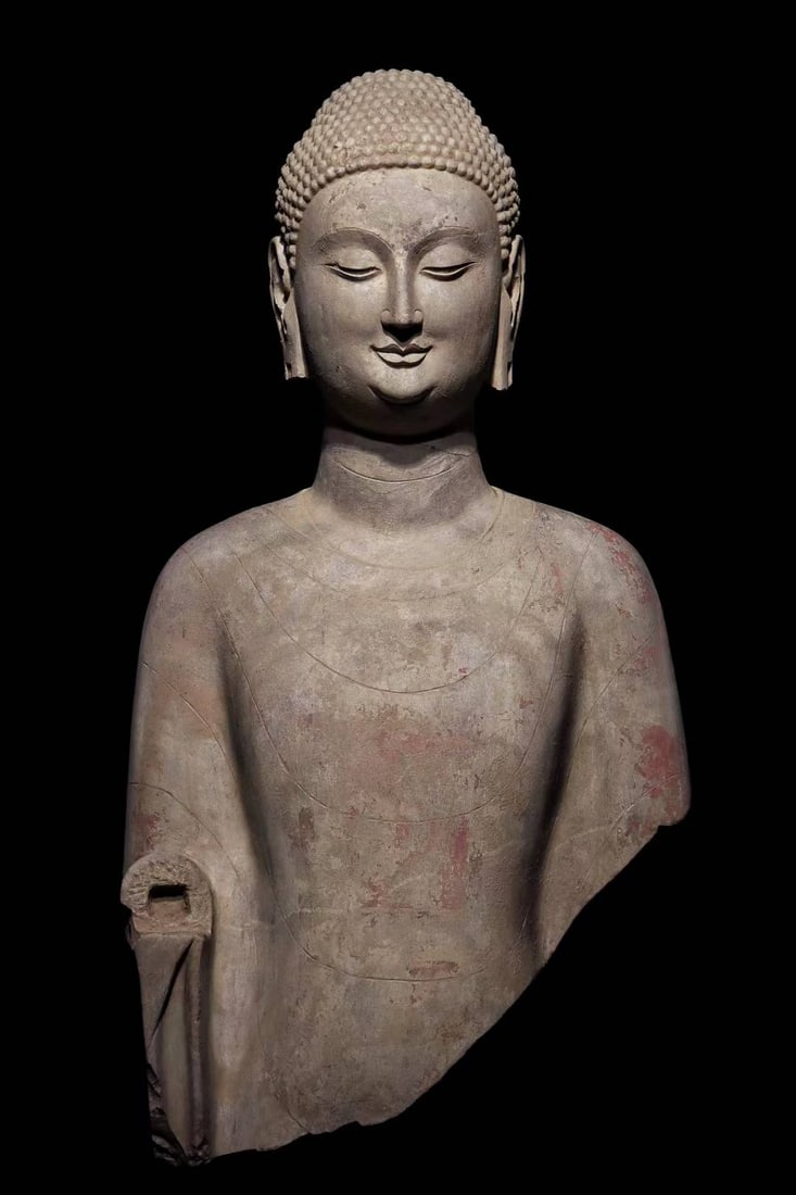 An Exquisite Limestone Painted Color Buddha Statue (1 of 9)