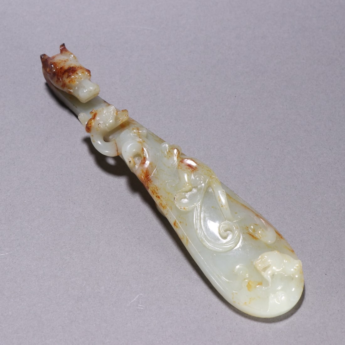 An Exquisite White Jade Dragon Pattern Hook - 2