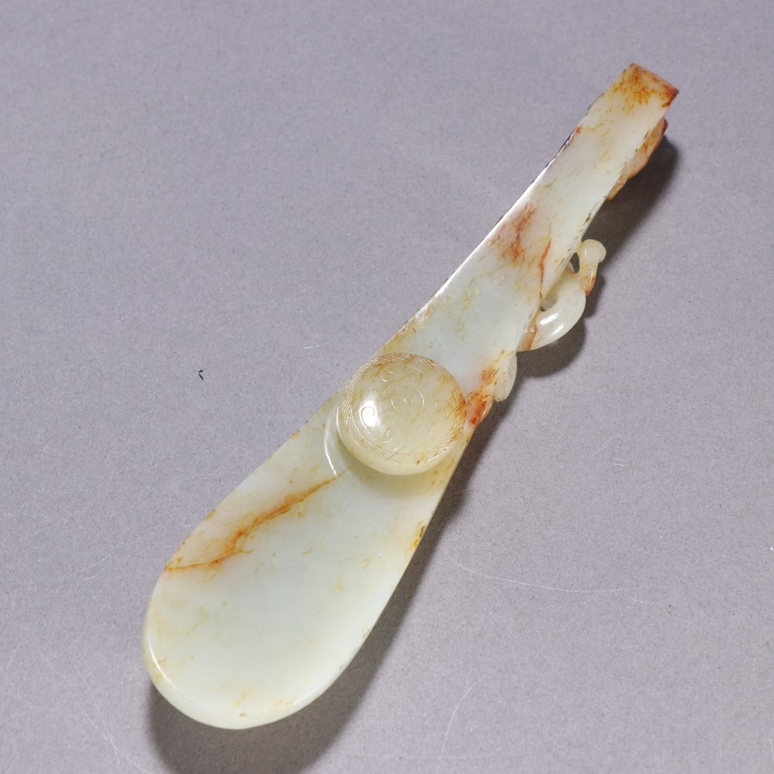 An Exquisite White Jade Dragon Pattern Hook - 7