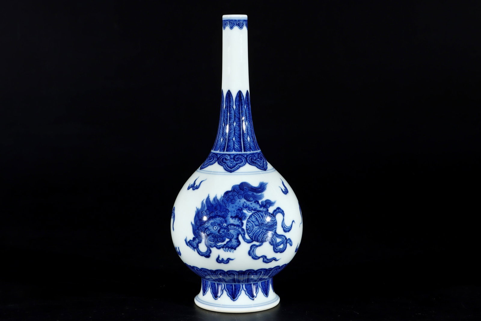An Exquisite Blue and White Lion Pattern Vase (1 of 9)