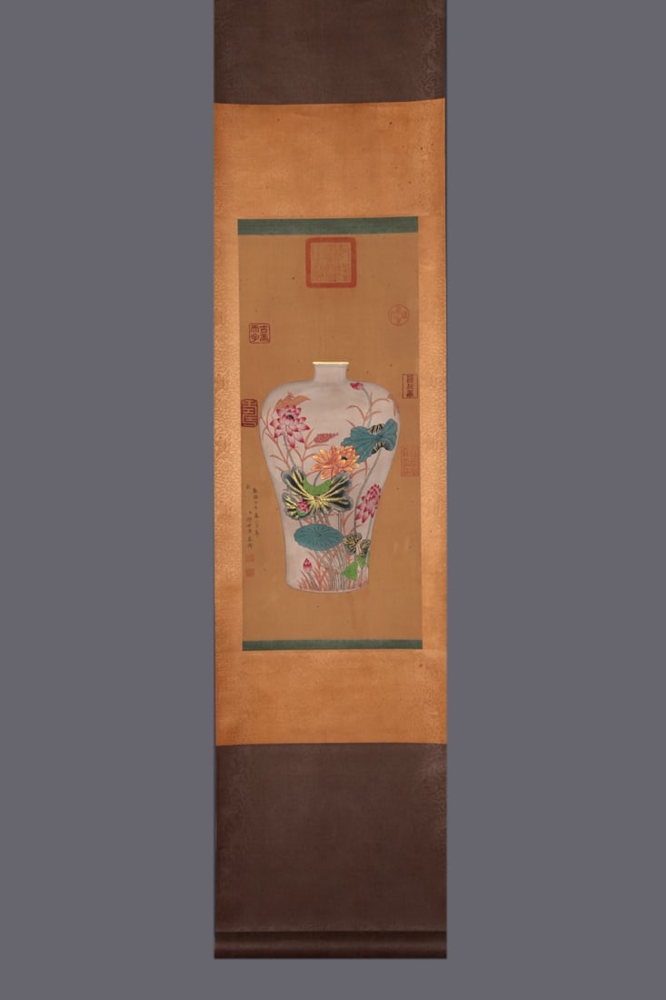 An Exquisite Famille-Rose Painted Gold Flower Pattern with poem Vase - 6