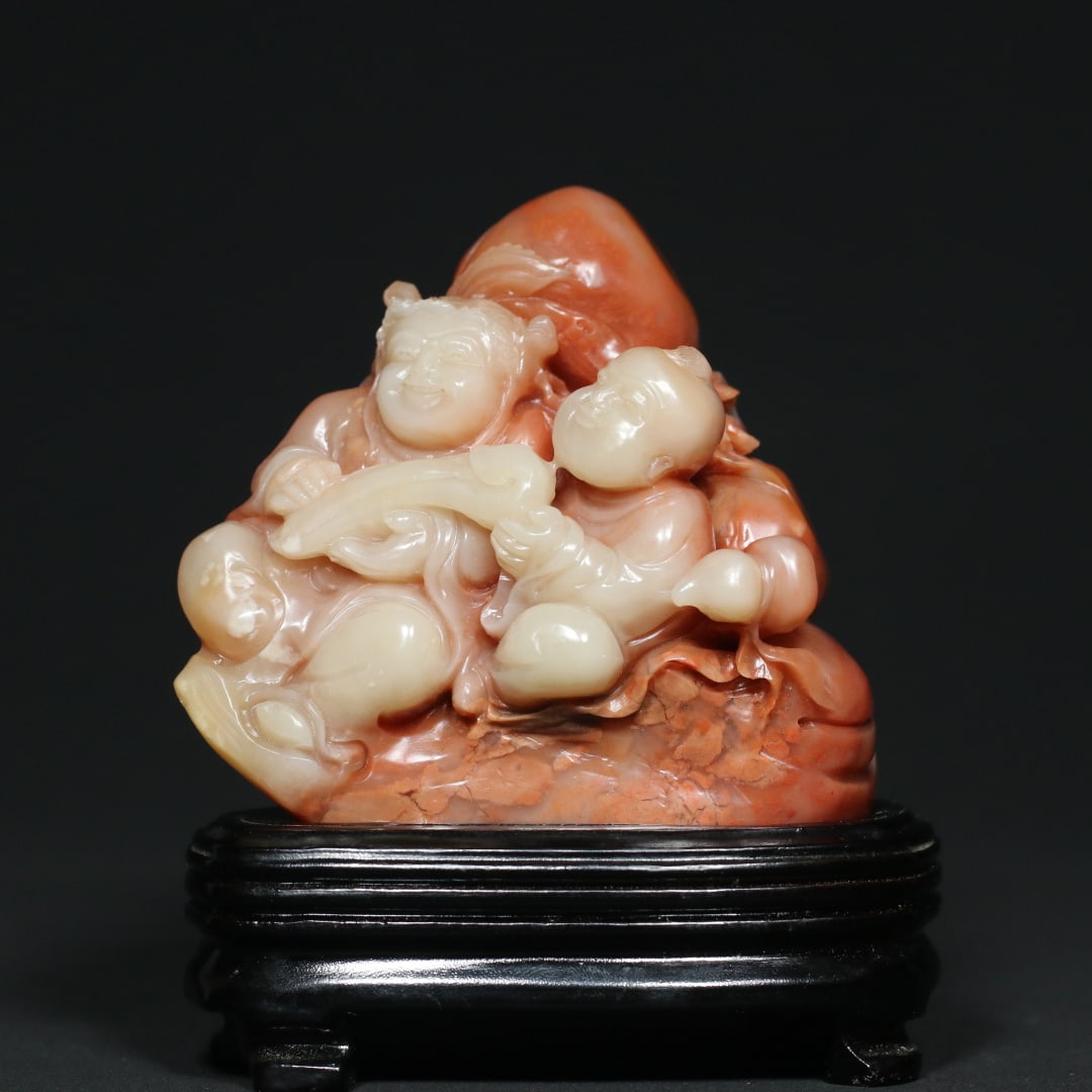 An Exquisite Shoushan Stone Figure Pattern Rockery Ornament: An Exquisite Shoushan Stone Figure Pattern Rockery Ornament Qing Dynasty, China Size:9.8cmx9.4cmx5.9cm Weight:452.8g (The Dimensions Of All Batches Are Manually Measured.If You Need More Detailed Info