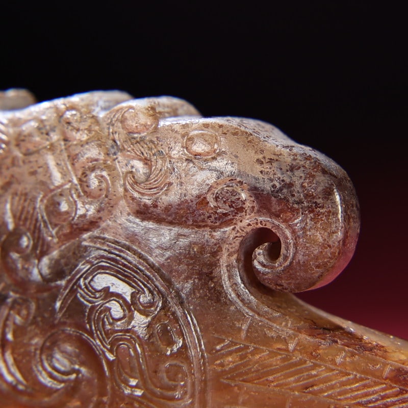 An Exquisite White Jade Bird Pattern Hook - 3