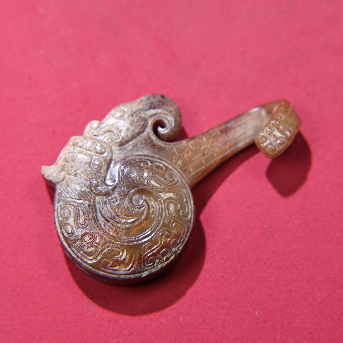 An Exquisite White Jade Bird Pattern Hook - 8