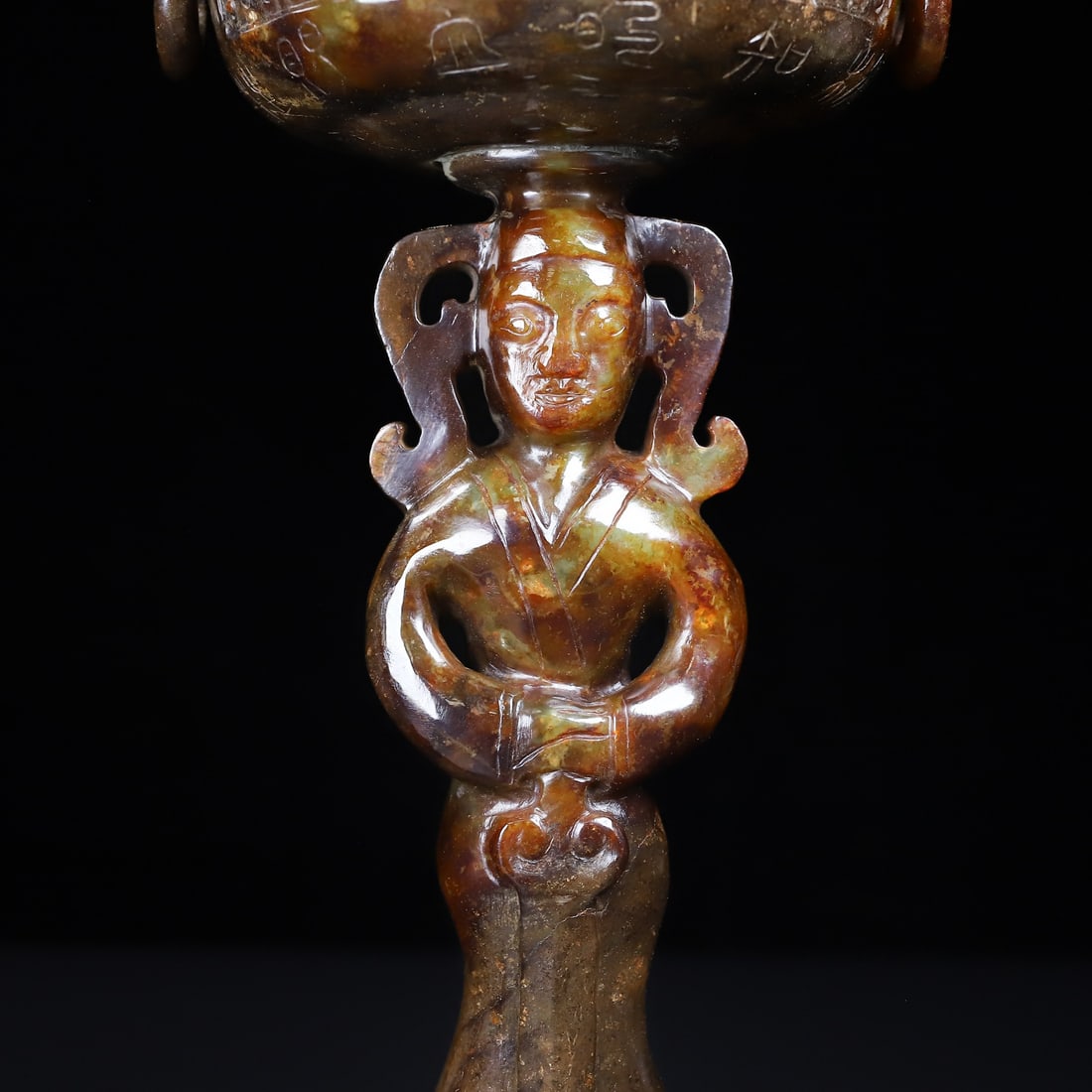An Exquisite White Jade Figure Pattern With Inscription Double-Ears Censer - 4