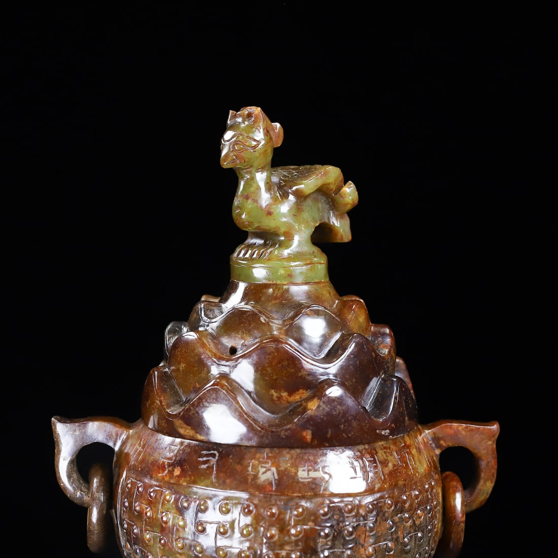 An Exquisite White Jade Figure Pattern With Inscription Double-Ears Censer - 5