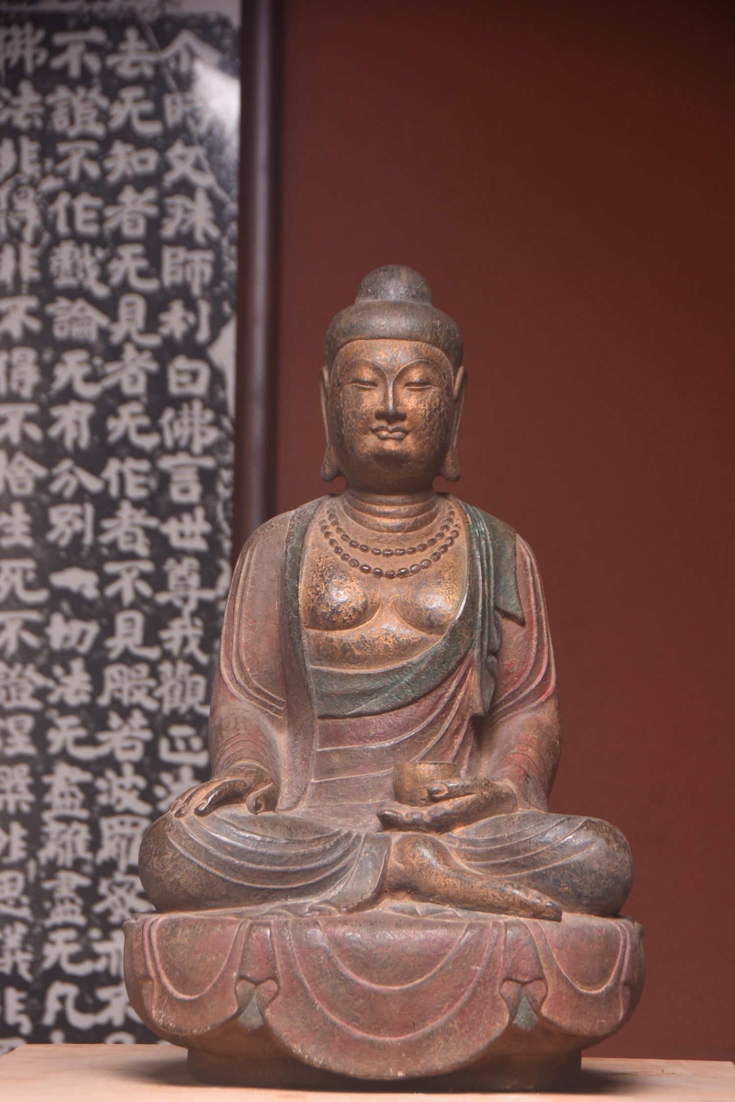 A fine Han Dynasty bluestone painted Buddha statue (1 of 9)