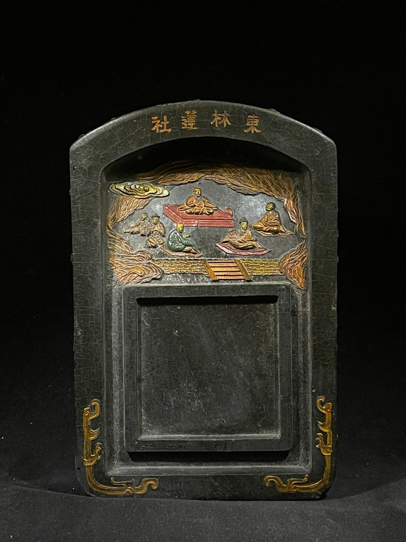 A fine ink ornament shaped like an inkstone from the Donglin Cooperative in Huizhou, Huizhou, from: An inkstone-shaped ink ornament from the Donglin Cooperative in Huizhou, Huizhou, during the Qing DynastySIZE: W: approx. 1160g 21x13.8x4.2cm(The Dimensions Of All Batches Are Manually Measured.If You
