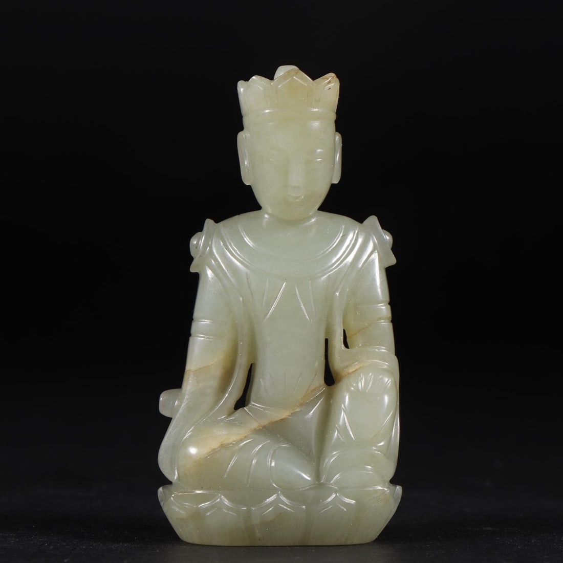 A beautiful Ming Dynasty Hetian jade seated statue of K?itigarbha Bodhisattva (1 of 9)