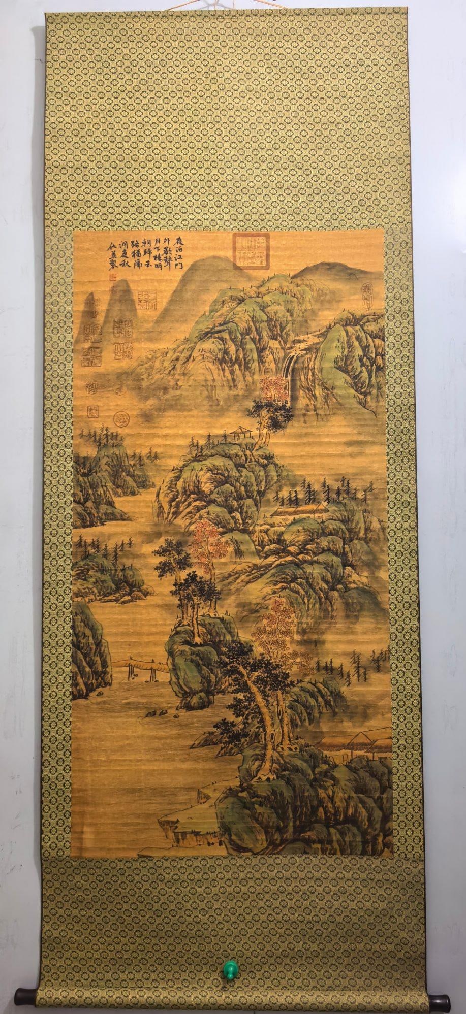 A beautiful landscape painting by Qiu Ying: Qiu Ying's landscape paintingSIZE:130cm x65cm(The Dimensions Of All Batches Are Manually Measured.If You Need More Detailed Information, Please Contact Our Customer Service Before Bidding.)