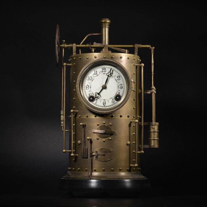 A beautiful 19th-century French brass industrial revolution turbine clock (1 of 9)
