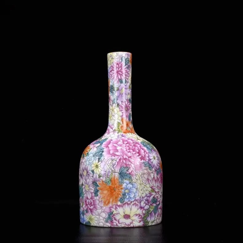 A beautiful Qing Dynasty Yongzheng enamel multi-flower Zun: Qing Dynasty Yongzheng enamel multi-flower vaseSIZE:21x11cm(The Dimensions Of All Batches Are Manually Measured.If You Need More Detailed Information, Please Contact Our Customer Service Before Biddin