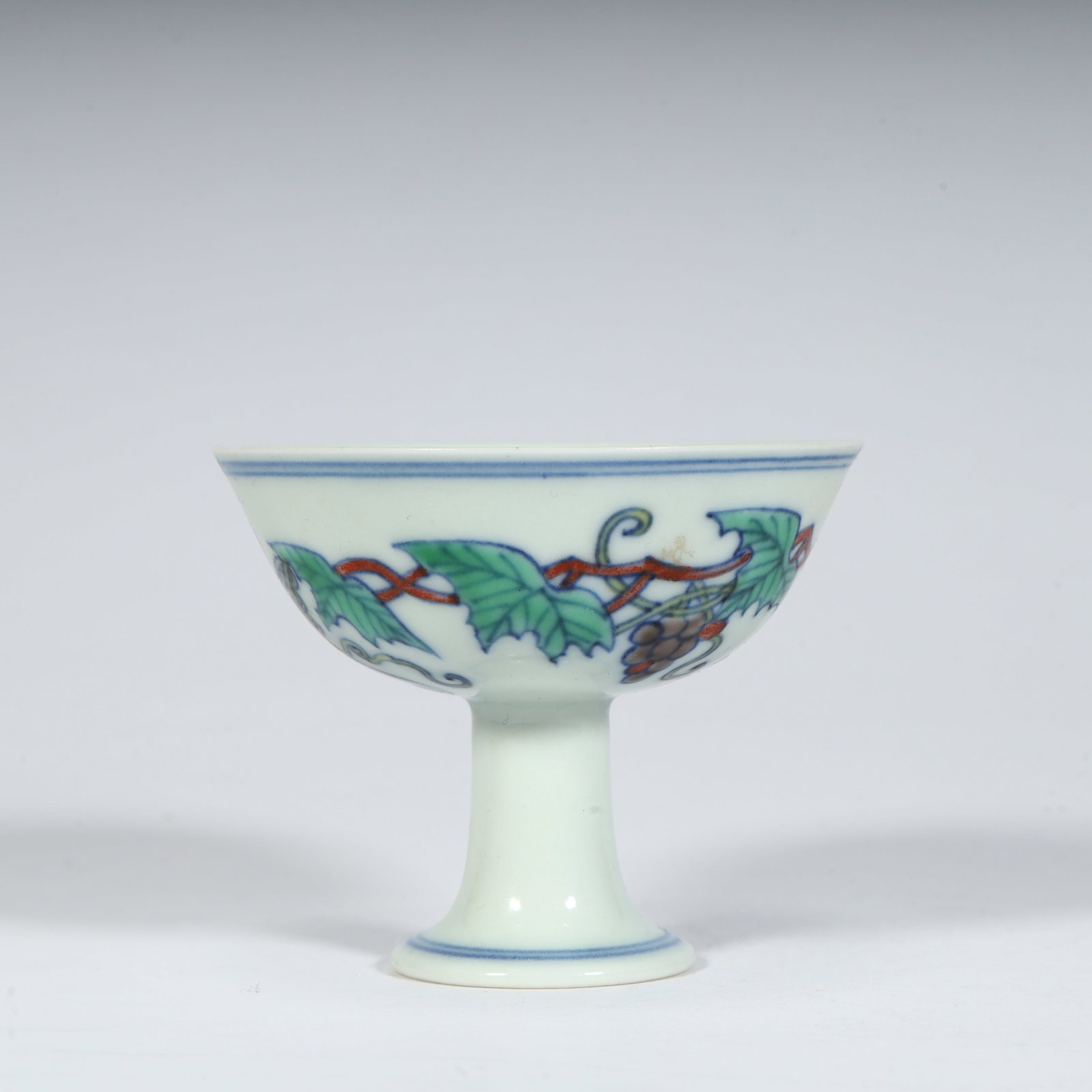 A fine Ming Dynasty Chenghua model doucai grape pattern stemmed cup (1 of 9)