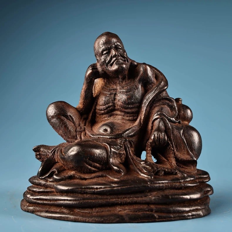 A fine Qing Dynasty agarwood carved Arhat Buddha statue (1 of 7)