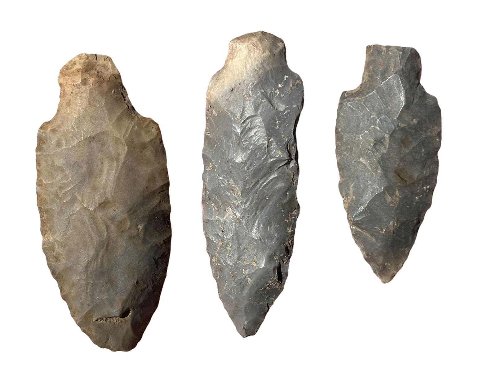 3 Benton Culture Arrowheads. Harrison County, Indiana. Ex Crosier (1 of 2)