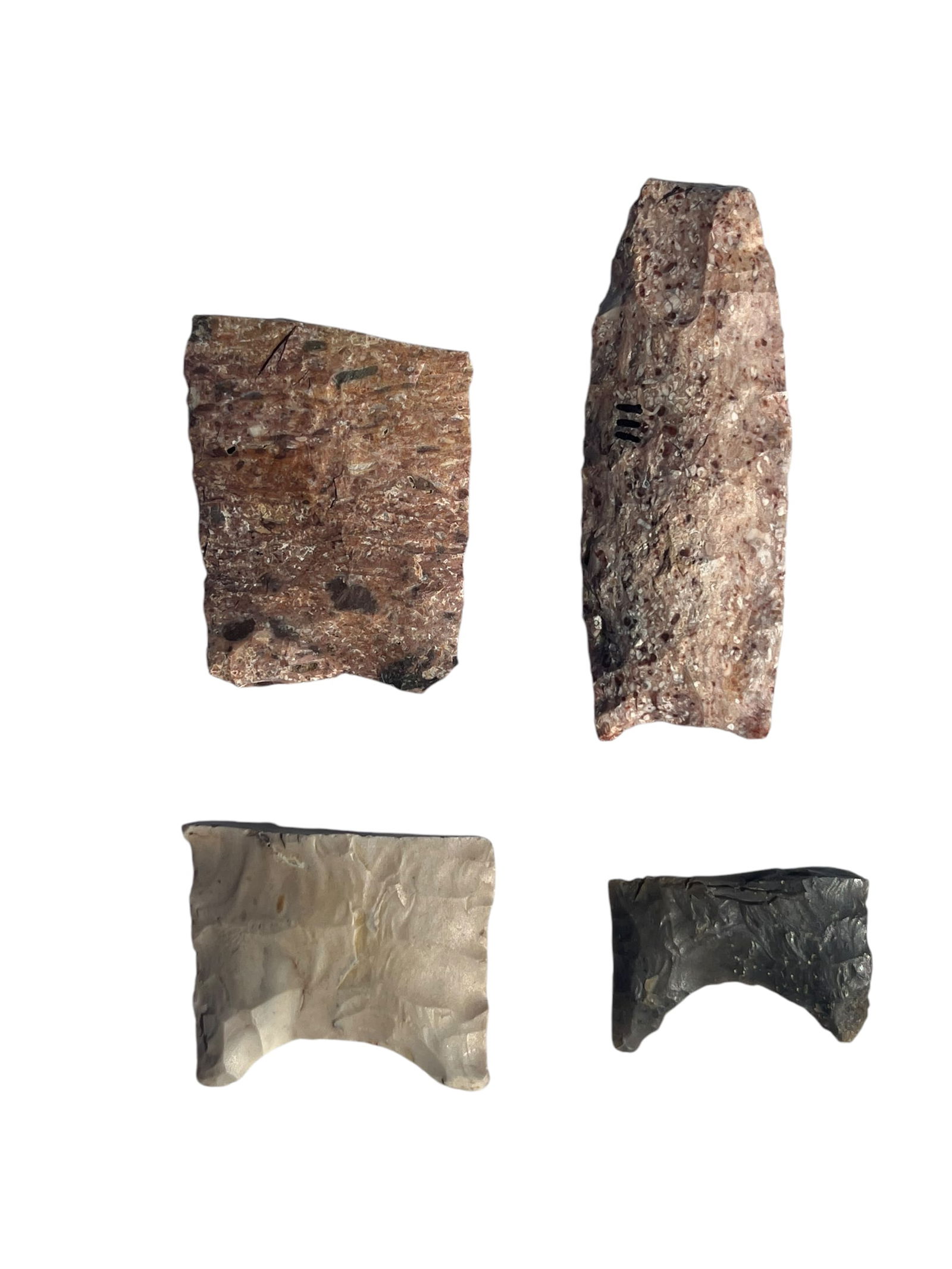 4 Paleo Heartbreaker Arrowheads. Monroe County, Indiana (1 of 2)