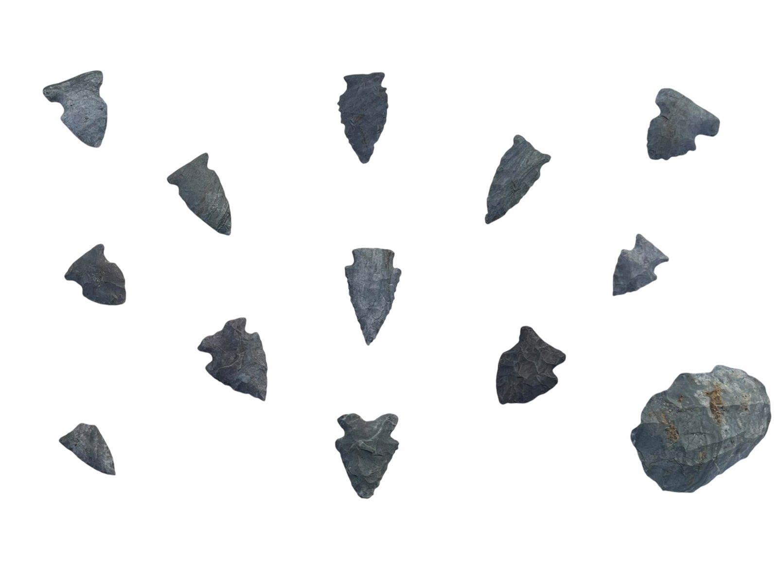 13 Indiana Green / Attica Chert Arrowheads (1 of 4)