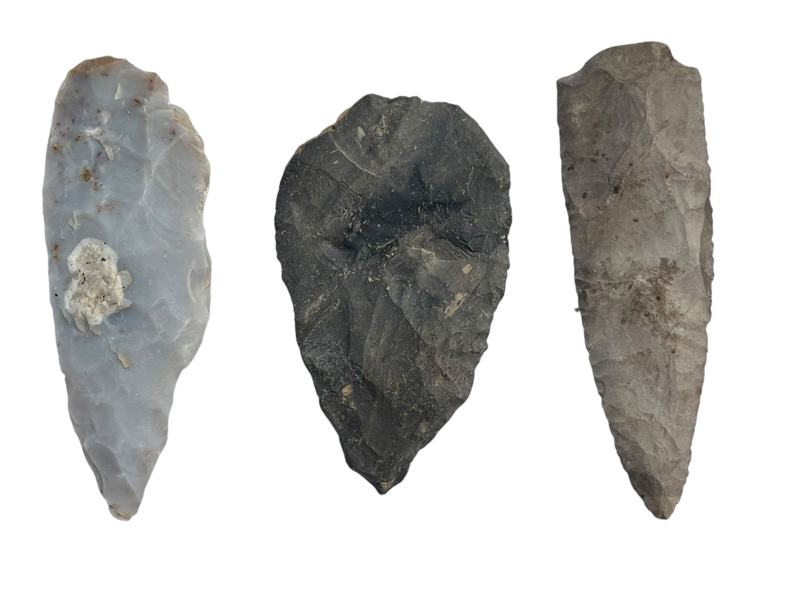 3 Arrowheads. Glued In Frame. Richland County, Ohio (1 of 4)