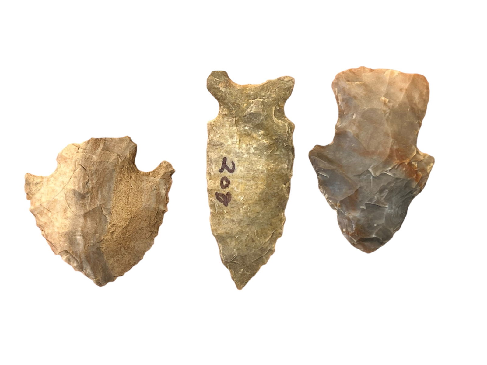 3 Arrowheads. Monroe County, IN (1 of 2)