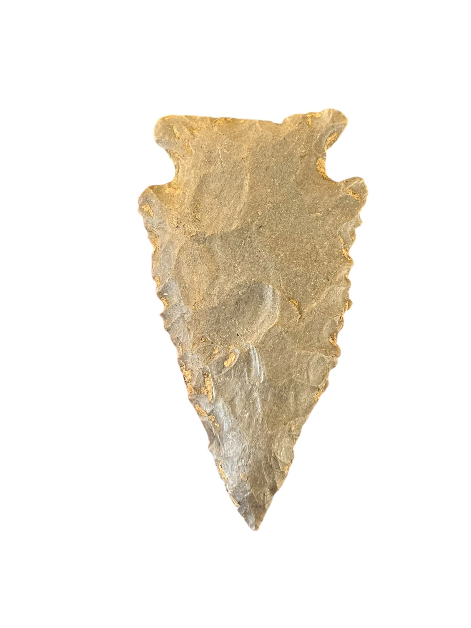 Rechipped Tip Kirk: Kirk arrowhead ex Dale Rector collection. KY. rechipped tip. 2 5/16"